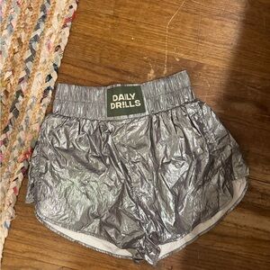 Daily Drills Metallic Silver Athletic Shorts
